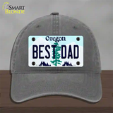 Best Dad Oregon Novelty License Plate Hat Unconstructed Cotton / Charcoal