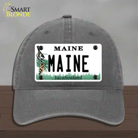 Maine Vacationland Novelty License Plate Hat Unconstructed Cotton / Charcoal