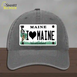 I Love Maine Novelty License Plate Hat Unconstructed Cotton / Charcoal