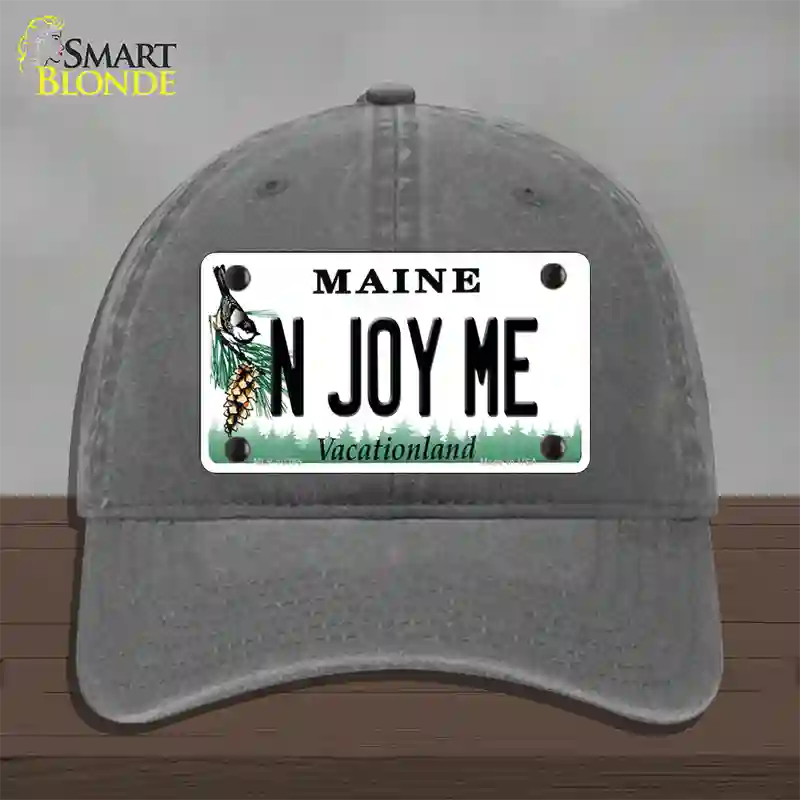 N Joy ME Maine Novelty License Plate Hat Unconstructed Cotton / Charcoal