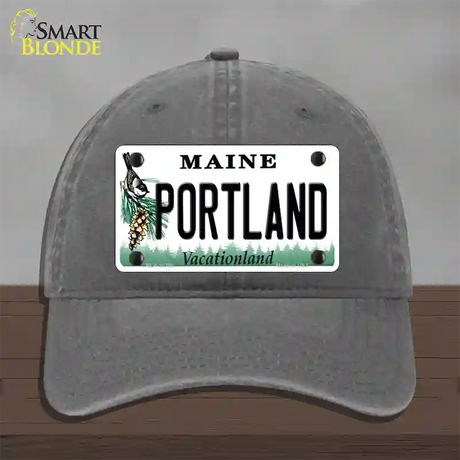 Portland Maine Novelty License Plate Hat Unconstructed Cotton / Charcoal