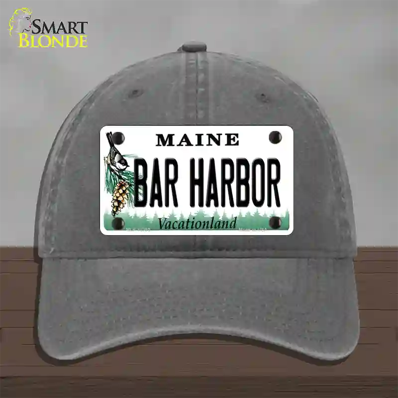 Bar Harbor Maine Novelty License Plate Hat Unconstructed Cotton / Charcoal