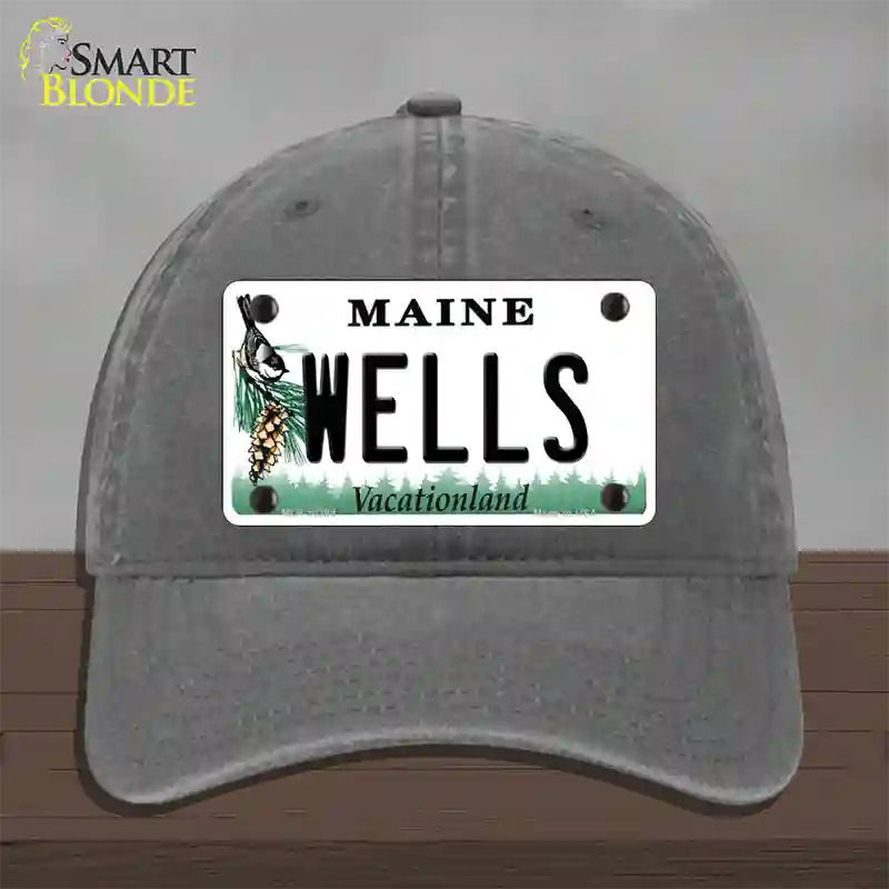 Wells Maine Novelty License Plate Hat Unconstructed Cotton / Charcoal