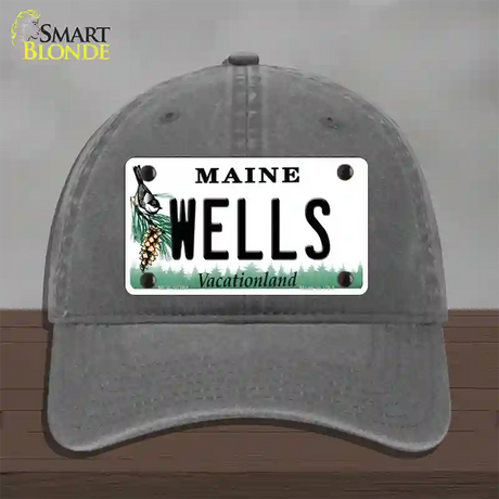 Wells Maine Novelty License Plate Hat Unconstructed Cotton / Charcoal