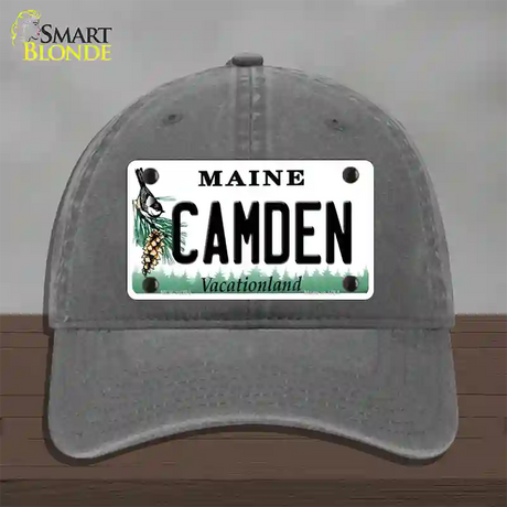 Camden Maine Novelty License Plate Hat Unconstructed Cotton / Charcoal