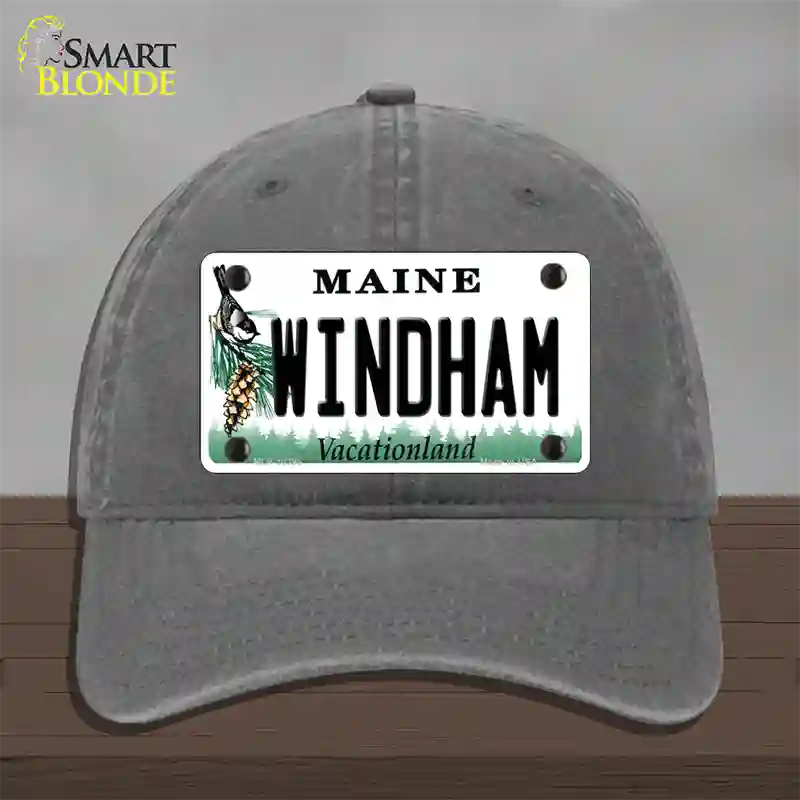 Windham Maine Novelty License Plate Hat Unconstructed Cotton / Charcoal