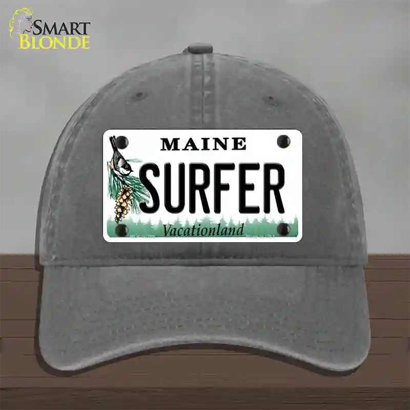 Surfer Maine Novelty License Plate Hat Unconstructed Cotton / Charcoal