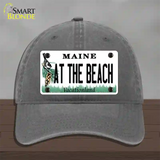 At The Beach Maine Novelty License Plate Hat Unconstructed Cotton / Charcoal