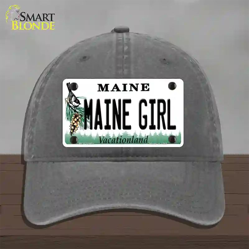 Maine Girl Novelty License Plate Hat Unconstructed Cotton / Charcoal