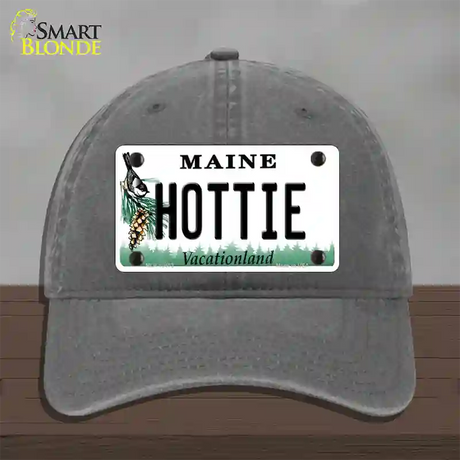 Hottie Maine Novelty License Plate Hat Unconstructed Cotton / Charcoal