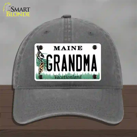 Grandma Maine Novelty License Plate Hat Unconstructed Cotton / Charcoal