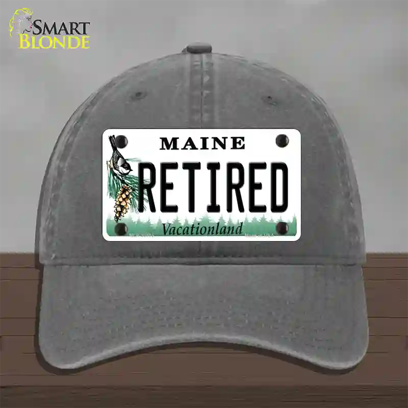 Retired Maine Novelty License Plate Hat Unconstructed Cotton / Charcoal