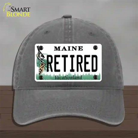 Retired Maine Novelty License Plate Hat Unconstructed Cotton / Charcoal