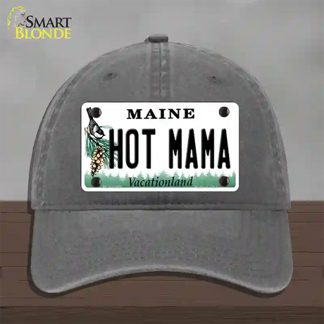 Hot Mama Maine Novelty License Plate Hat Unconstructed Cotton / Charcoal