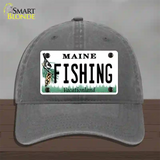 Fishing Maine Novelty License Plate Hat Unconstructed Cotton / Charcoal