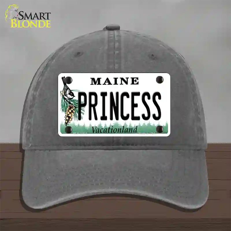 Princess Maine Novelty License Plate Hat Unconstructed Cotton / Charcoal