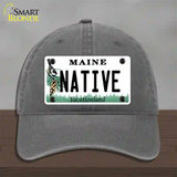 Native Maine Novelty License Plate Hat Unconstructed Cotton / Charcoal