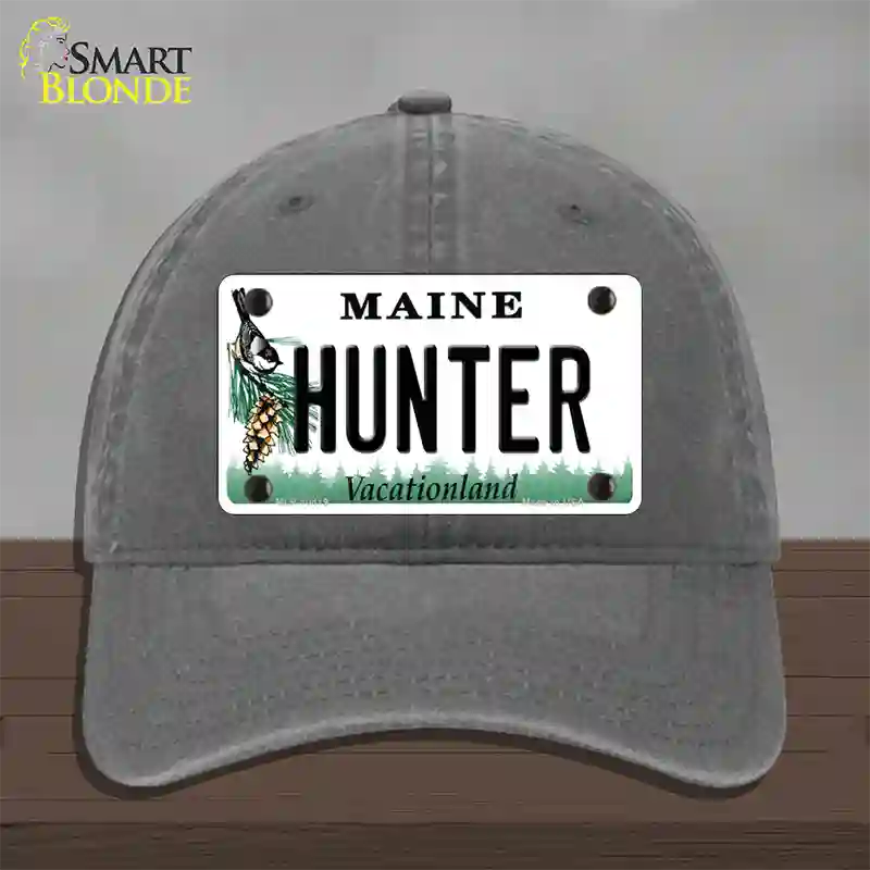 Hunter Maine Novelty License Plate Hat Unconstructed Cotton / Charcoal