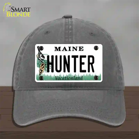 Hunter Maine Novelty License Plate Hat Unconstructed Cotton / Charcoal