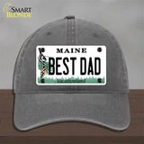 Best Dad Maine Novelty License Plate Hat Unconstructed Cotton / Charcoal