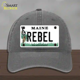 Rebel Maine Novelty License Plate Hat Unconstructed Cotton / Charcoal