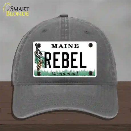 Rebel Maine Novelty License Plate Hat Unconstructed Cotton / Charcoal