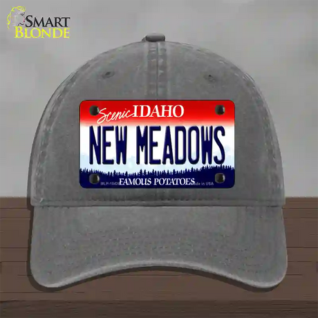 New Meadows Idaho Novelty License Plate Hat Unconstructed Cotton / Charcoal