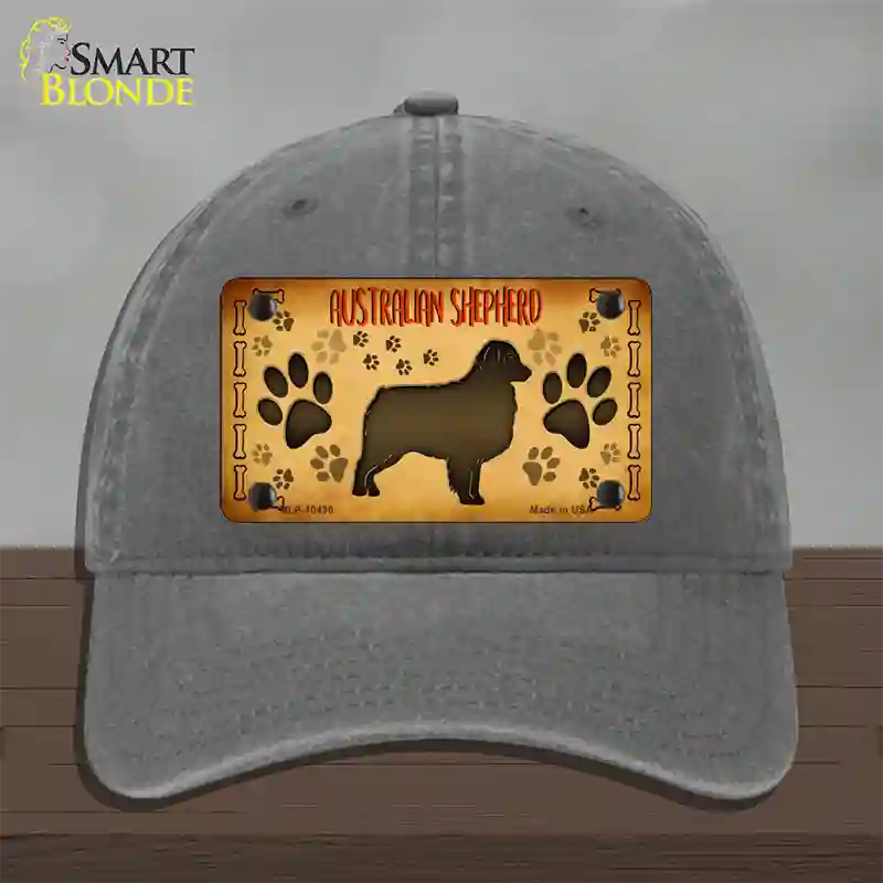 Australian Shepherd Novelty License Plate Hat Unconstructed Cotton / Charcoal