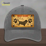 Basset Hound Novelty License Plate Hat Unconstructed Cotton / Charcoal