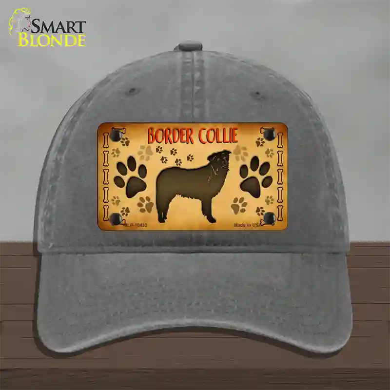 Border Collie Novelty License Plate Hat Unconstructed Cotton / Charcoal