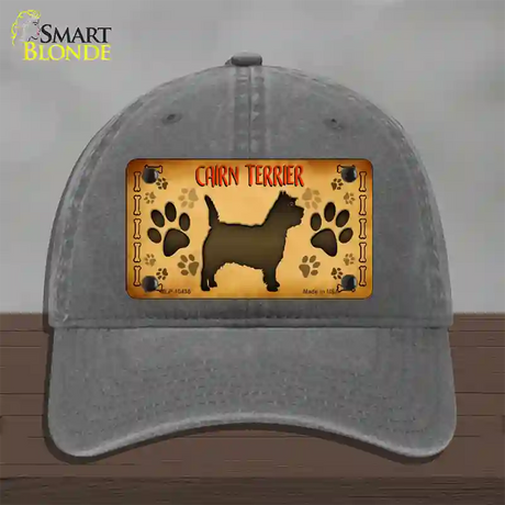 Cairn Terrier Novelty License Plate Hat Unconstructed Cotton / Charcoal