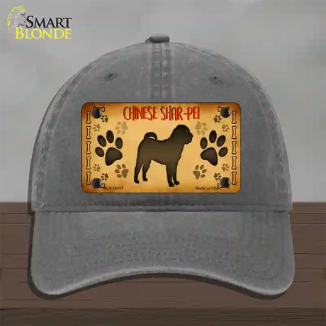 Chinese Shar Pei Novelty License Plate Hat Unconstructed Cotton / Charcoal