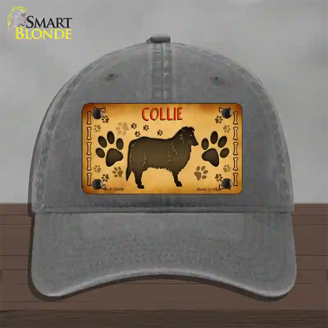 Collie Novelty License Plate Hat Unconstructed Cotton / Charcoal