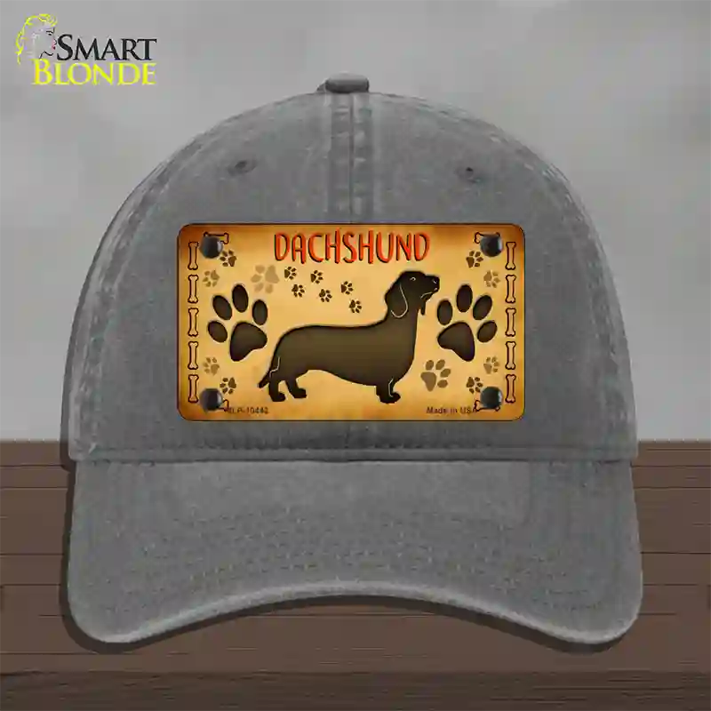 Dachshund Novelty License Plate Hat Unconstructed Cotton / Charcoal