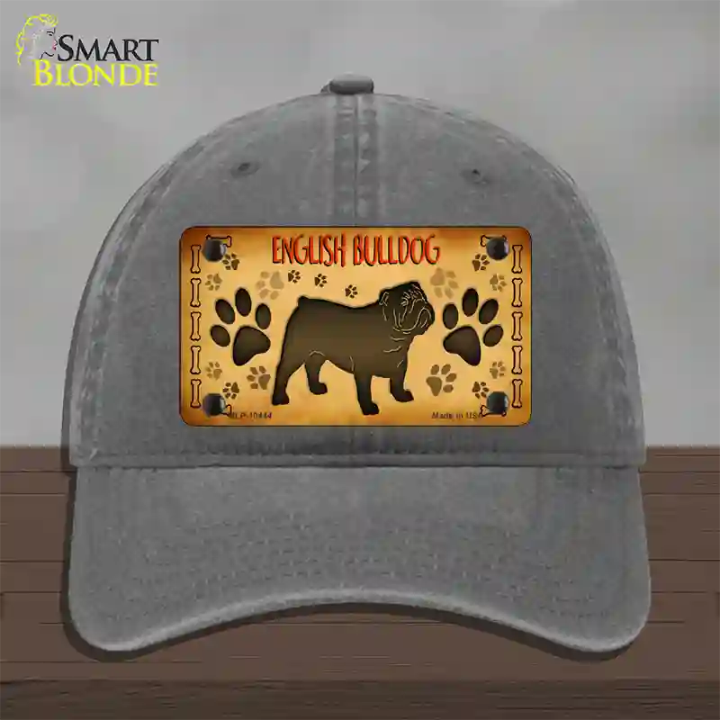 English Bulldog Novelty License Plate Hat Unconstructed Cotton / Charcoal