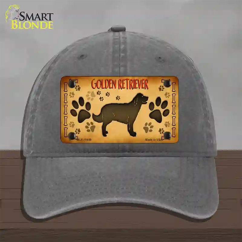 Golden Retriever Novelty License Plate Hat Unconstructed Cotton / Charcoal