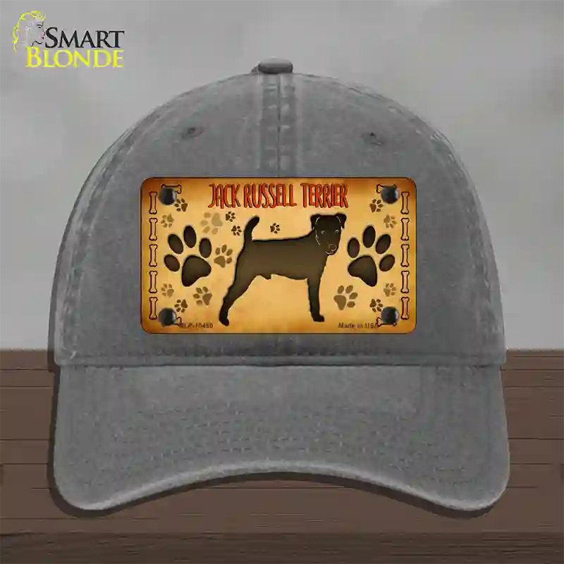 Jack Russell Terrier Novelty License Plate Hat Unconstructed Cotton / Charcoal