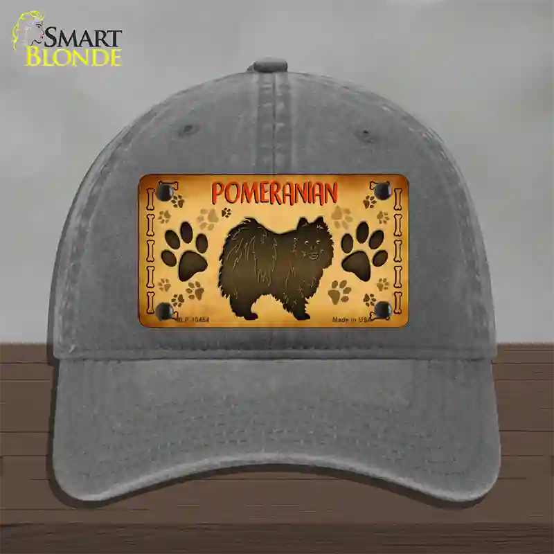 Pomeranian Novelty License Plate Hat Unconstructed Cotton / Charcoal