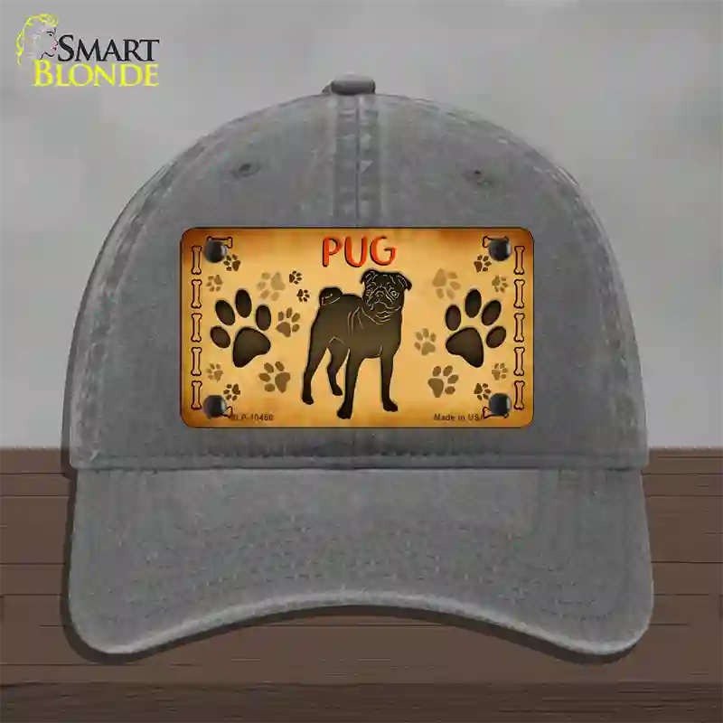 Pug Novelty License Plate Hat Unconstructed Cotton / Charcoal