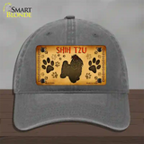 Shih Tzu Novelty License Plate Hat Unconstructed Cotton / Charcoal