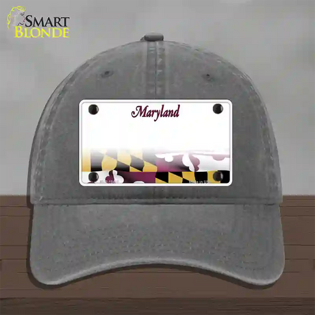 Maryland State Blank Novelty License Plate Hat Unconstructed Cotton / Charcoal