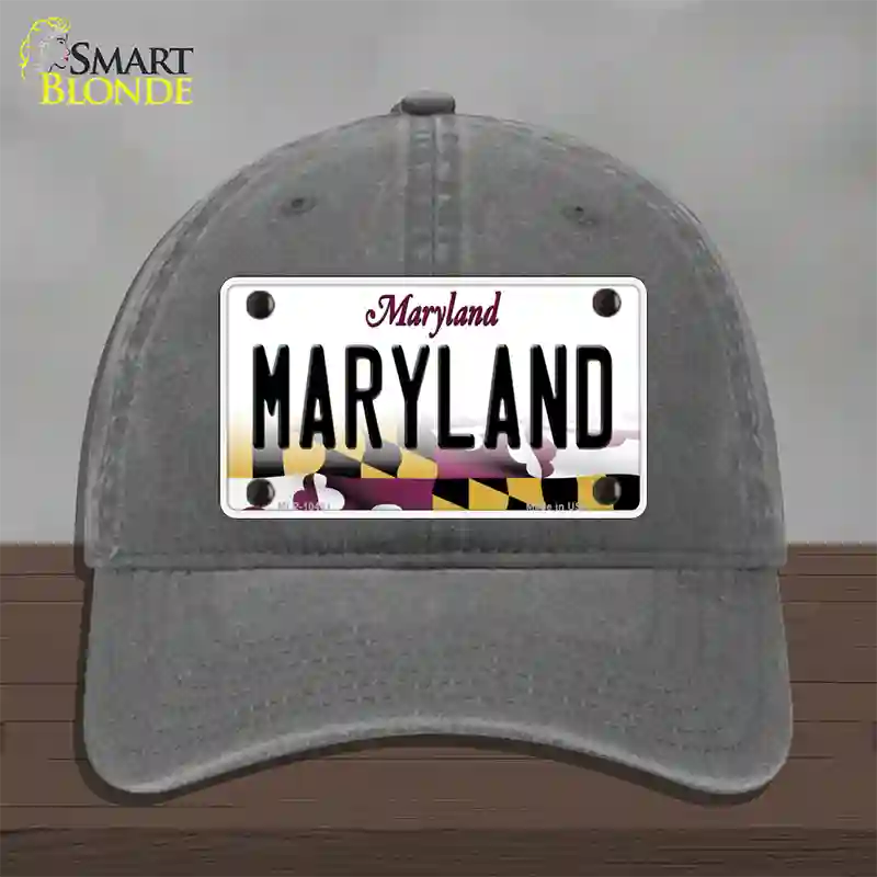 Maryland State MD Novelty License Plate Hat Unconstructed Cotton / Charcoal