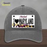 I Love Maryland Novelty License Plate Hat Unconstructed Cotton / Charcoal