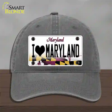 I Love Maryland Novelty License Plate Hat Unconstructed Cotton / Charcoal