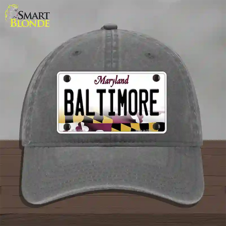 Baltimore Maryland Novelty License Plate Hat Unconstructed Cotton / Charcoal