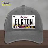 Elkton Maryland Novelty License Plate Hat Unconstructed Cotton / Charcoal