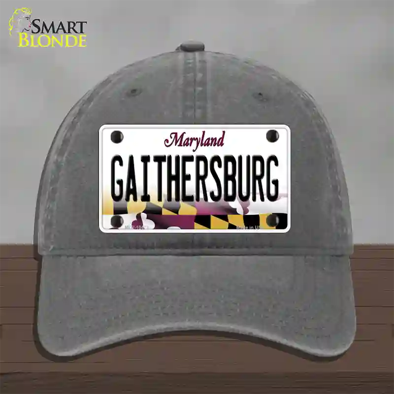 Gaithersburg Maryland Novelty License Plate Hat Unconstructed Cotton / Charcoal