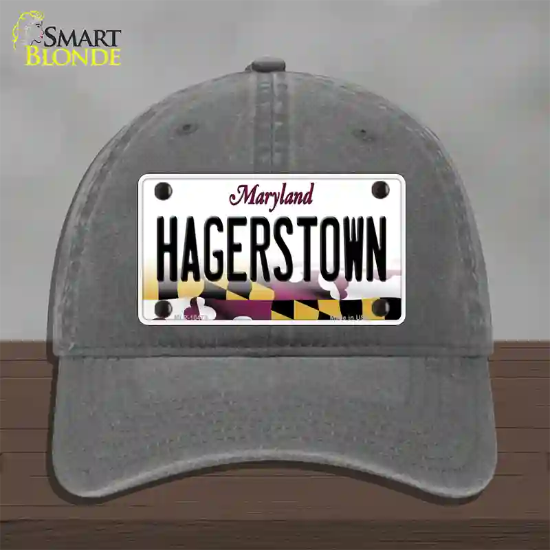 Hagerstown Maryland Novelty License Plate Hat Unconstructed Cotton / Charcoal