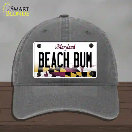 Beach Bum Maryland Novelty License Plate Hat Unconstructed Cotton / Charcoal