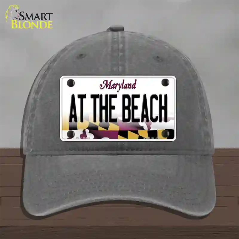 At The Beach Maryland Novelty License Plate Hat Unconstructed Cotton / Charcoal